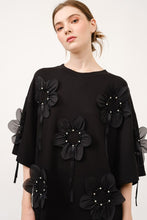 Load image into Gallery viewer, 3d Floral Applique Oversized T-shirt Mini Dress
