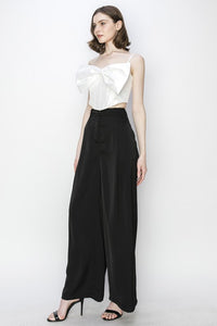 High waist Satin Stretch Wide Leg Pants