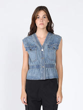 Load image into Gallery viewer, GRACIA-Elastic waist Denim Vest