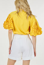 Load image into Gallery viewer, Ruffled Puff Sleeve Button Down Blouse