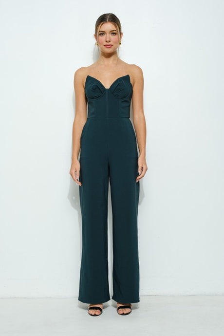 Strapless Structured Sweetheart Neckline Jumpsuit