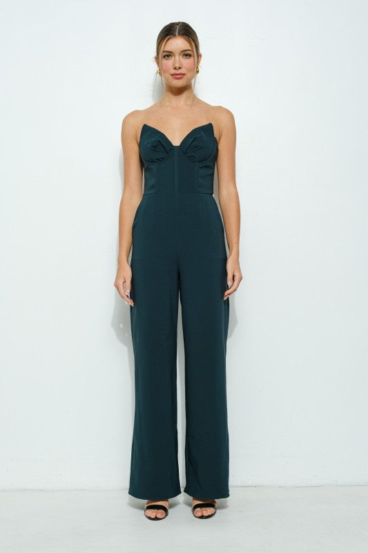 Strapless Structured Sweetheart Neckline Jumpsuit