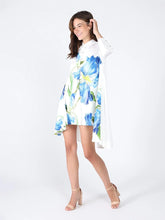 Load image into Gallery viewer, GRACIA-Floral front print high low collar neck dress