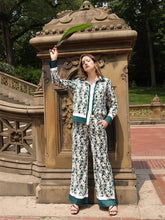 Load image into Gallery viewer, GRACIA-Pine Print Button Down Shirt Top &amp; Pant Set