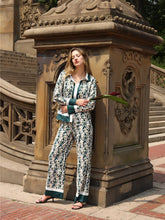 Load image into Gallery viewer, GRACIA-Pine Print Button Down Shirt Top &amp; Pant Set