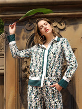 Load image into Gallery viewer, GRACIA-Pine Print Button Down Shirt Top &amp; Pant Set