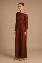 Load image into Gallery viewer, Long Sleeve Satin Off-Shoulder Top &amp; Pant Set