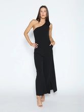 Load image into Gallery viewer, GRACIA-One Shoulder Flower Detail Wide Leg Jumpsuit