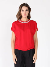 Load image into Gallery viewer, GRACIA-Pearl Work Round Neck Top