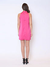 Load image into Gallery viewer, GRACIA-Satin Flower Applique Halter Mini Dress