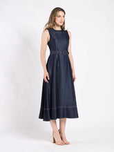 Load image into Gallery viewer, GRACIA-Denim Sleeveless Long Dress With Belt
