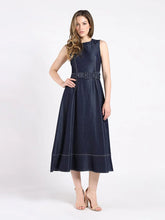 Load image into Gallery viewer, GRACIA-Denim Sleeveless Long Dress With Belt