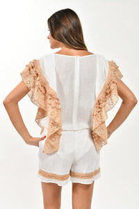 Embroidered Laced Romper