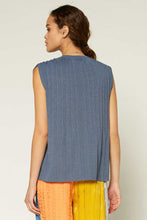 Load image into Gallery viewer, Split Neck Pleated Sleevless Sweater top