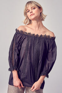 Off Shoulder Embroidered Top