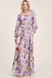 Mosaic Printed Multi Color Maxi Skirt Set