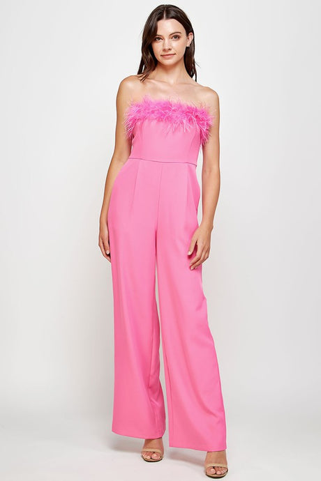 Classic Jumpsuit with bust feather