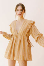 Load image into Gallery viewer, Striped Eyelet Ruffled Romper