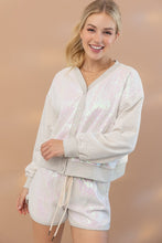 Load image into Gallery viewer, Iridescent  Sequin Bomber Jacket &amp; Short Set