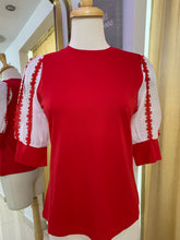 Load image into Gallery viewer, GRACIA-See Through Sleeves Laced Top