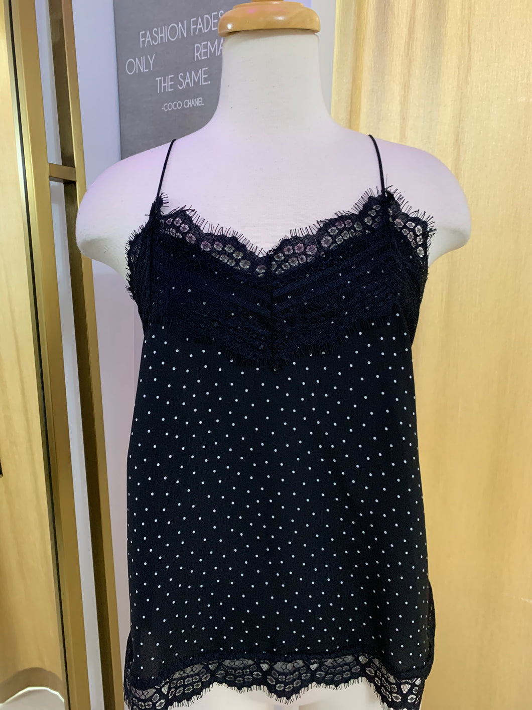 Polka dot lace cami