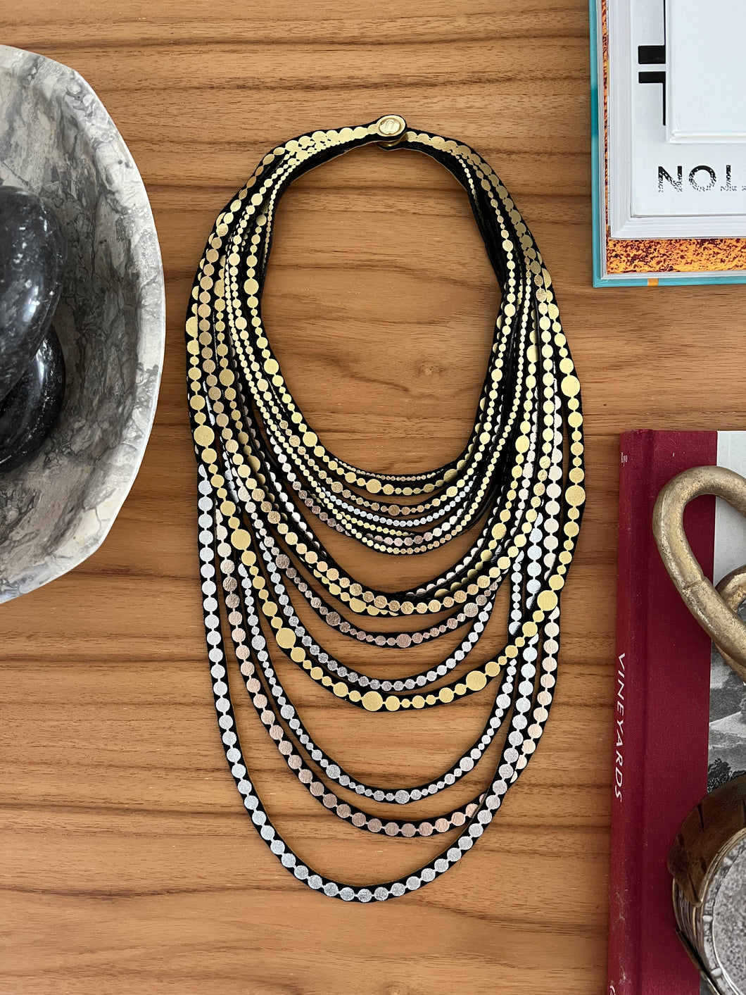 Multilayer Circular Pearls-Gold & Silver