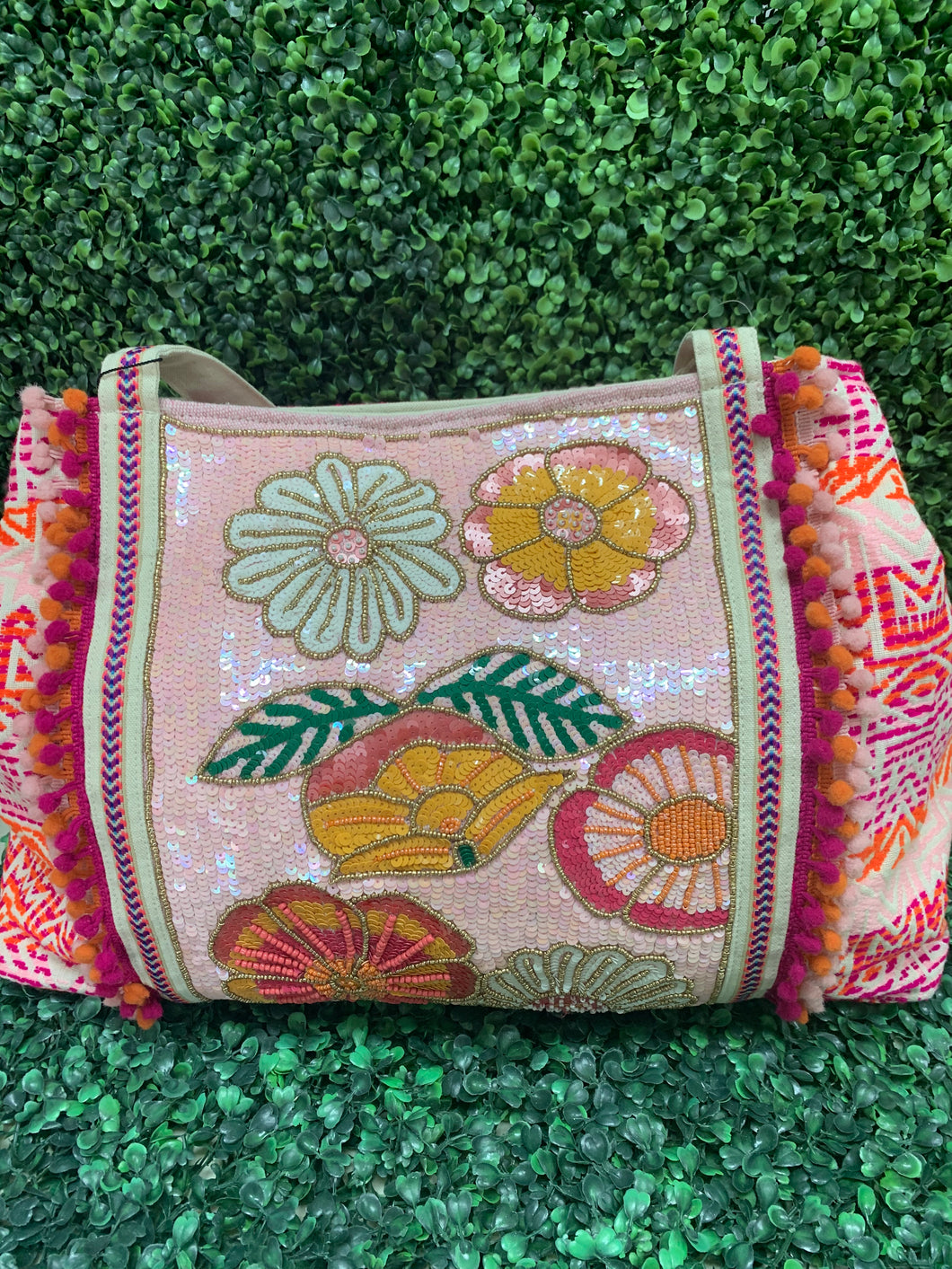 Floral Embellished Beach Bag