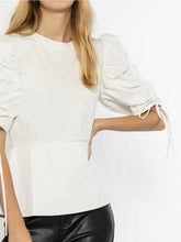 Load image into Gallery viewer, GRACIA-Shirring Detail with Side Sleeves Top